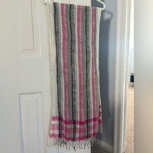 Chic Striped Scarf in Pink, Gray, and White
